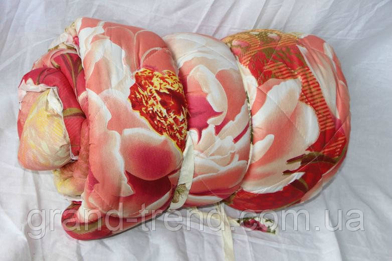 Двуспальное одеяло Лери Макс наполнитель двойной силикон - красные цветы - фото 1 - id-p324717302