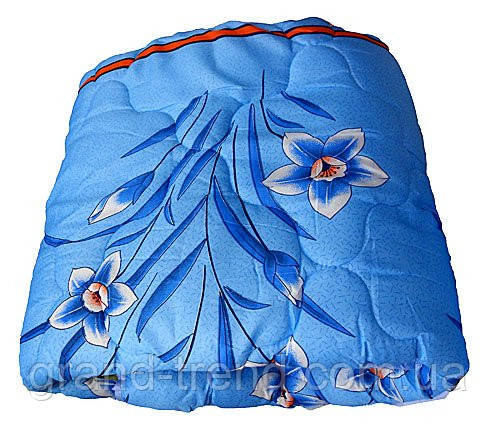 Двуспальное одеяло Лери Макс наполнитель двойной силикон - цветы на синем - фото 1 - id-p324717592