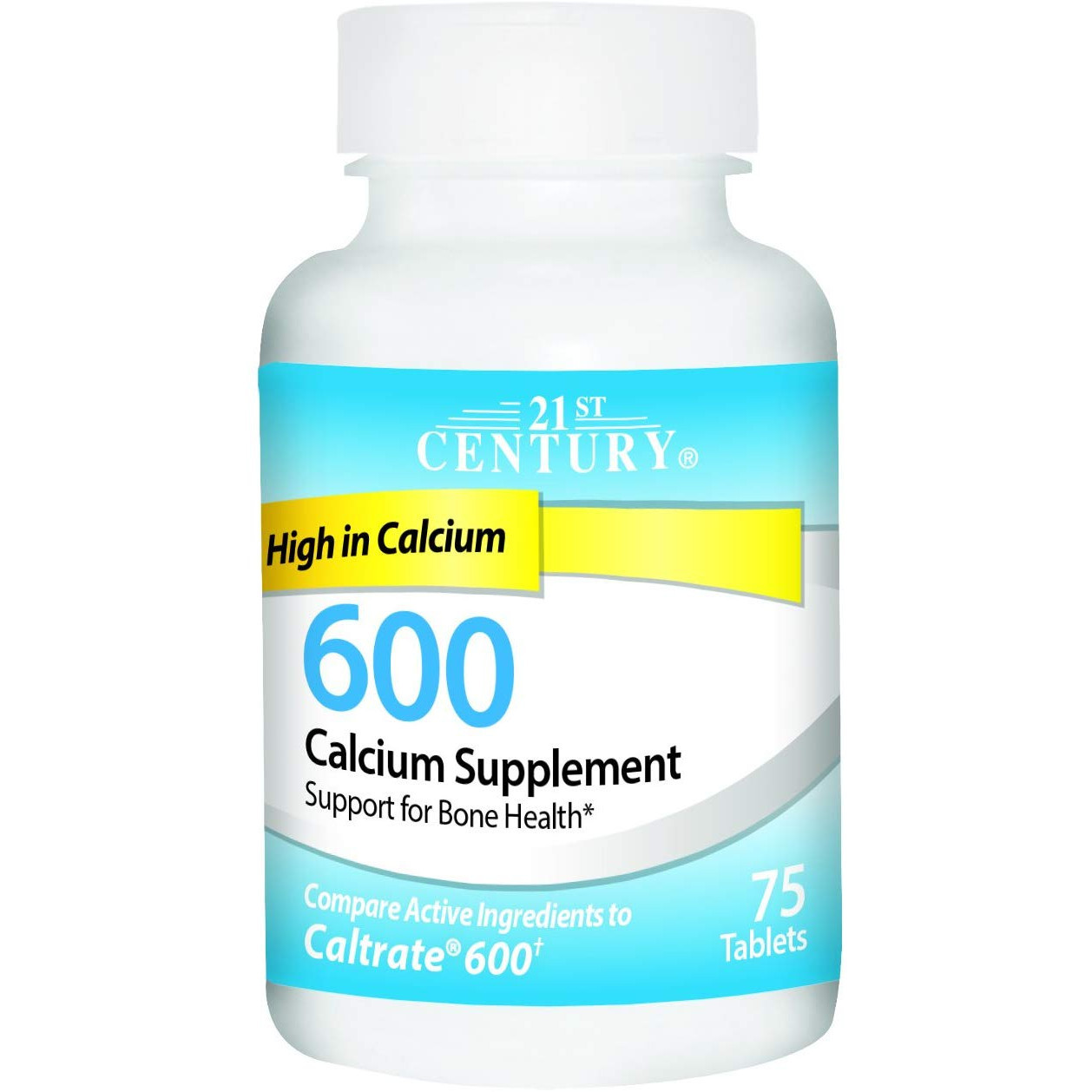 Кальцій 600 21st Century Calcium Supplement, 600 mg 75tabs, фото 1