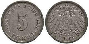 5 пфеннігів 1899 D- Німеччина