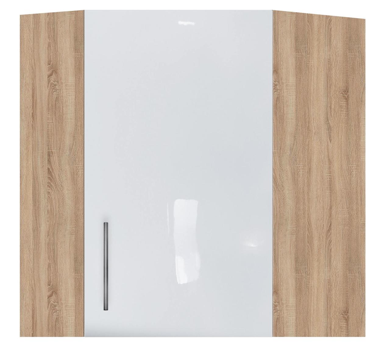 Кутова шафа навісна ЛЮКС з фарбованими МДФ фасадами МАКСІ-МЕбель Дуб сонома/Білий (73146), фото 1