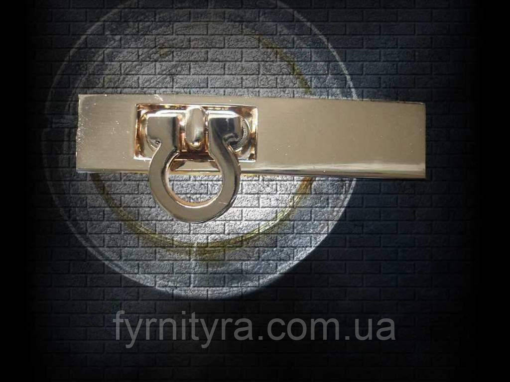 Замок на сумку поворотний золото, фото 1