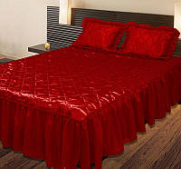 Покрывало с подушками на кровать ТЕП двуспальный размер - бордовое