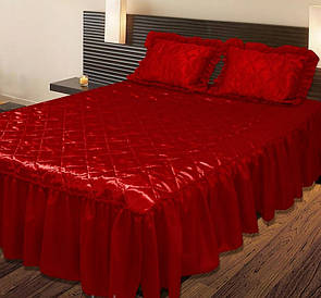 Покривало з подушками на ліжко ТЕП розмір двоспальний - бордове