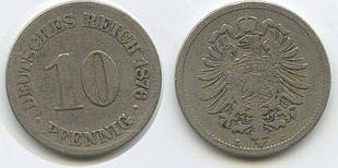 10 пфеннігів 1876 C - Німеччина