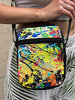 Женская барсетка через плечо \ сумка мессенджер \ бананка "Abstractionism" с ярким принтом