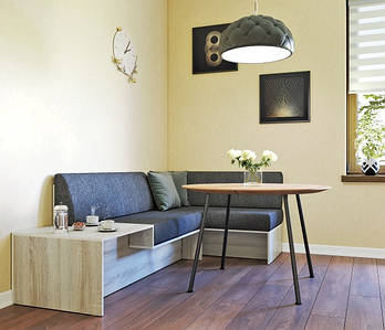 Кухонний м`який кутовий диван куточок на кухню Омега з вбудованим міні-столиком кухонні куточки (1940х1700)х660х830 мм