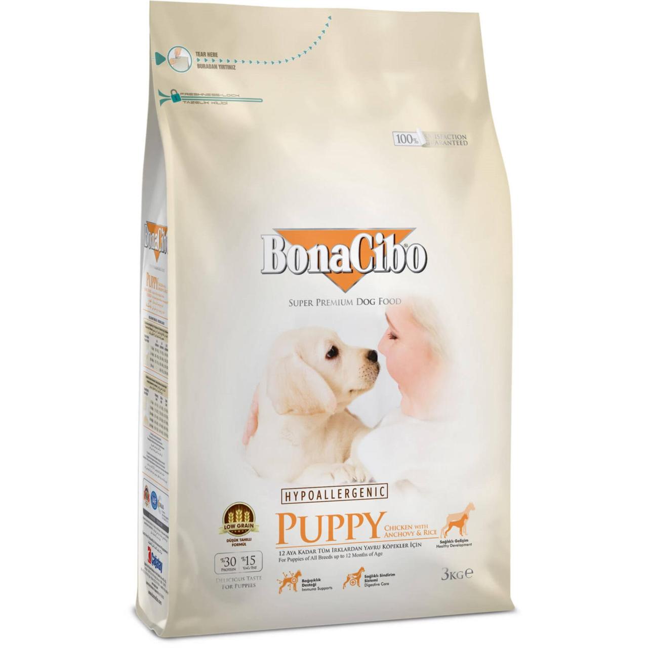 BonaCibo Puppy Chicken & Rice with Anchovy Сухий корм для цуценят 3 кг (BC406106), фото 1