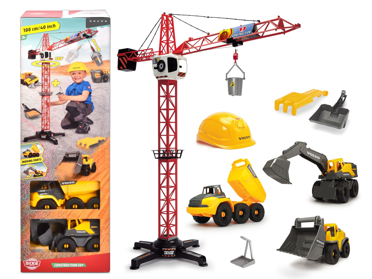 Ігровий набір Dickie Toys Вольво Велике будівництво з механічним краном 3 машинки 100см (3724007)