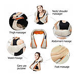 Масажер роликовий Shiatsu Massager of Neck Kneading для всього тіла спини шиї з підігрівом універсальний, фото 7
