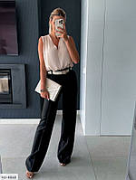Костюм женский брючный классический элегантный стильный офисный с блузкой без рукав размеры 42-48 арт 059