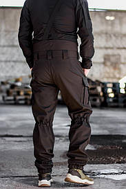 Зимові військові штани з корсетом та підтяжками Soft Shel (софтшел) чорні 46