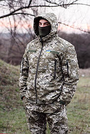 Зимова військова куртка Soft Shel (софтшел) піксель M