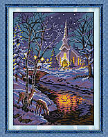 Зимові нічні сцени 2 Набір для вишивання хрестом із друкованою схемою на тканині Joy Sunday F937
