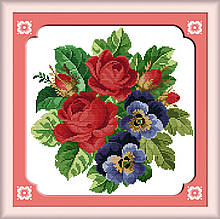 Троянда та орхідея Набір для вишивання хрестом із друкованою схемою на тканині Joy Sunday H096