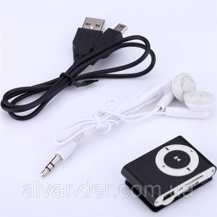 Компактний MP3-плеєр із навушниками Чорний