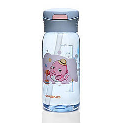 Пляшка для води CASNO KXN-1195 Бузкова (Дельфін), з соломинкою, 400 мл, Land of Toys