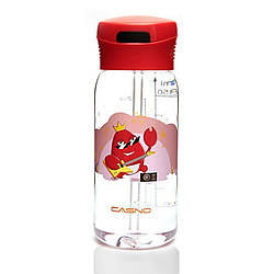 Пляшка для води CASNO KXN-1195 Червона (краб) з соломинкою, 400 мл, Land of Toys
