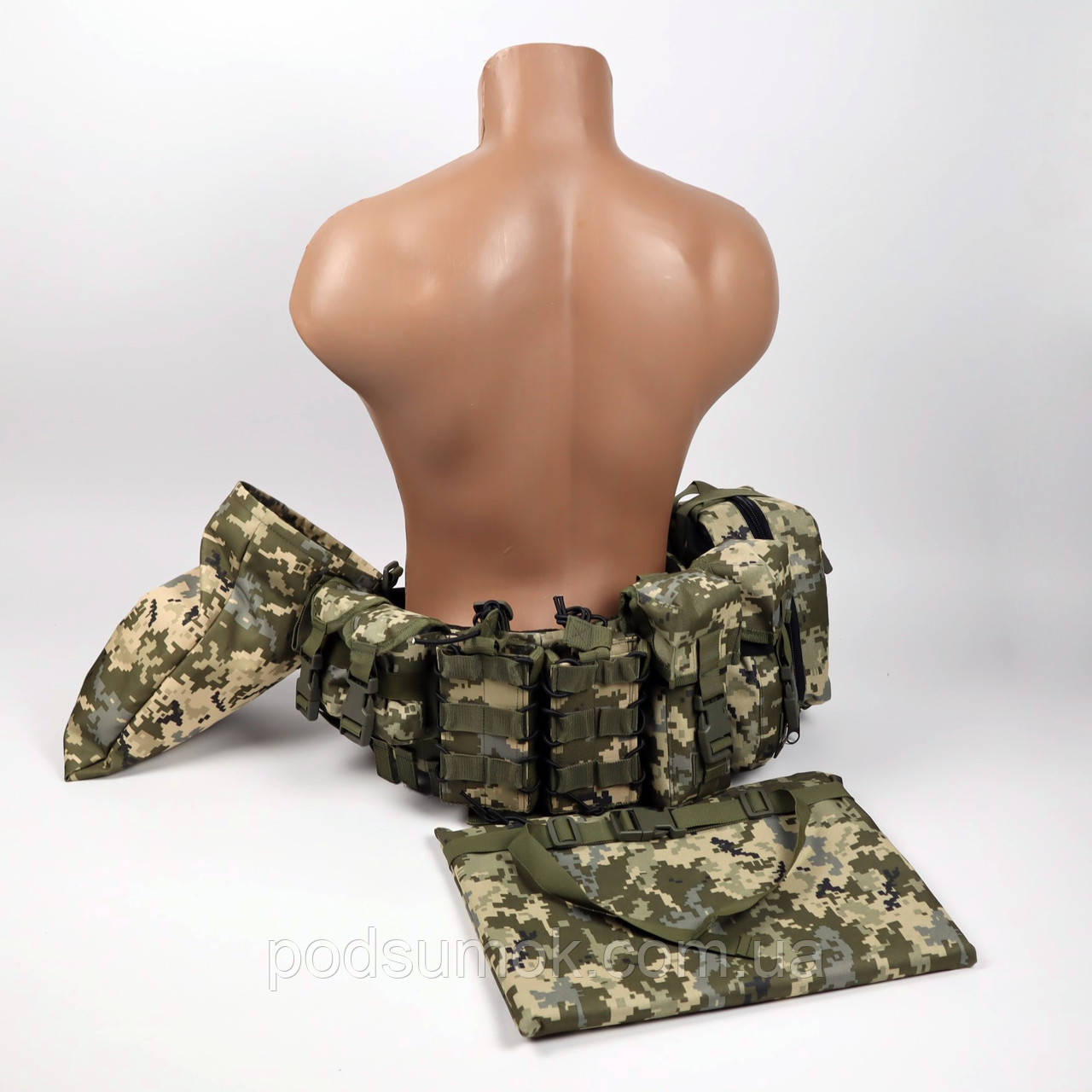 Комплект пояс тактичний розвантажувальний 9 підсумків Molle у зборі Піксель