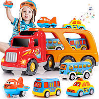 Музичний транспортер 5 в 1 3 4 машинками TEMI Toddler Construction Truck Toys