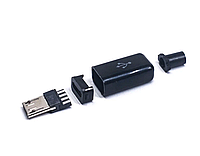 Штекер/коннектор разборной micro USB - черный