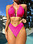Жіночий роздільний купальник шторки на зав'язках із високою талією, зелений, рожевий, чорний, розмір S, M, L, XL, фото 8