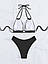 Жіночий роздільний купальник шторки на зав'язках із високою талією, зелений, рожевий, чорний, розмір S, M, L, XL, фото 7