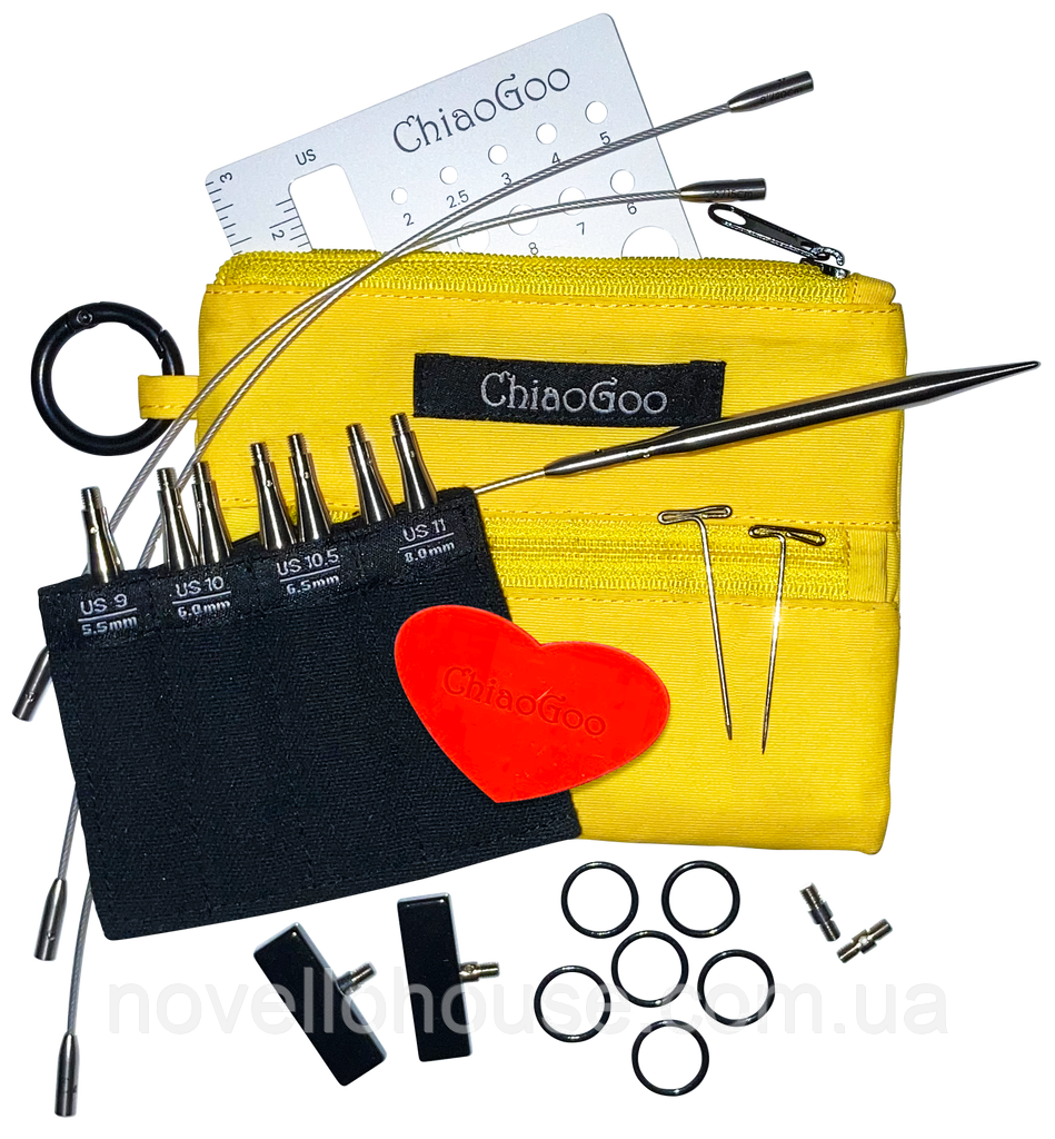 Набір знімних спиць ChiaoGoo TWIST Yelow Shorties Large 8 см. № 7230-L (Для ручного в'язання)