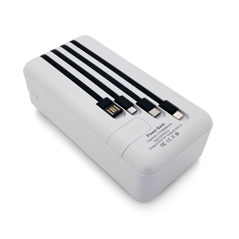 PowerBank Bix-50000mAh, Input:MicroUSB+Type-C, Output:4USB/Type-C/MicroUSB/Lightning, QC22.5W/PD20W, White, фото 1