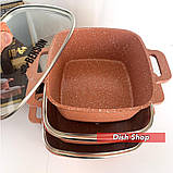 Набір квадратних каструль Benson (3.0 л; 5.1 л, 8,9 л)  з гранітним покриттям, фото 3