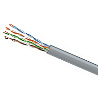 Lan-кабель U/UTP 4х2х24 AWG (4х2х0,51), cat.5e/305м, сірий, внутрішній, ЗЗКМ (7091001)