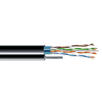 Витая пара F/UTP PE 4х2х24 AWG (4х2х0,51), cat.5e/305м, черный, уличный с тросом, ЗЗЦМ (72113)