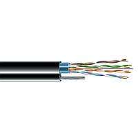 Lan-кабель F/UTP PE 4х2х24 AWG  (4х2х0,51), cat.5e/305м, чорний, вуличний з тросом, ЗЗКМ (72113)