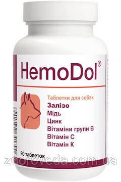 Dolfos HEMODOL, Дольфос Гемоділ, добавка для поліпшення кровотворення в собак, 90 табл.