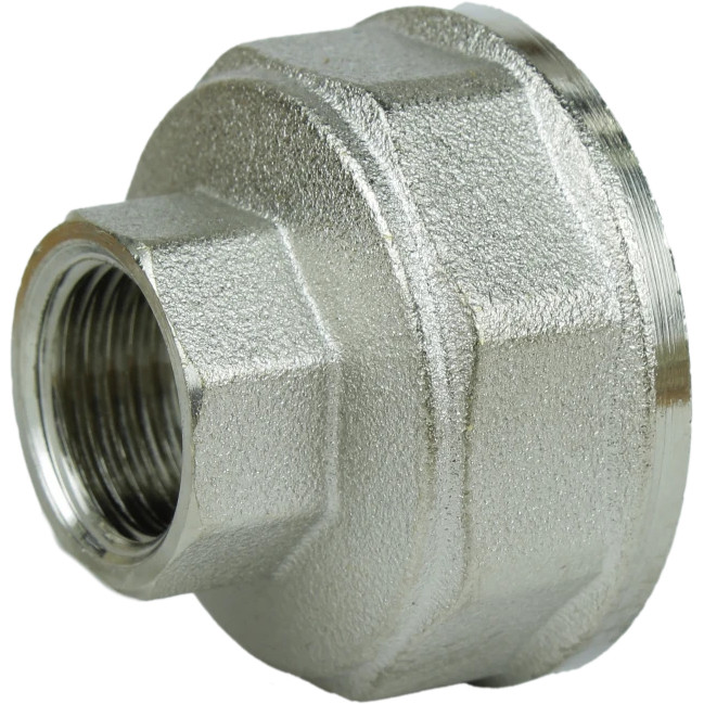 Муфта редукційна нікельована 1 1/2″ВР х 3/4″ВР штампована восьмигранна А0336А(нк) VA (000024883), фото 1