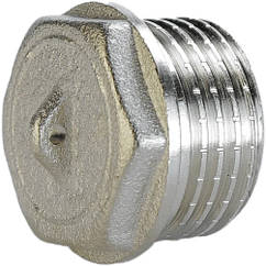 Заглушка нікельована 1″ЗР штампована з контрольним отвором А1093Ако(нк) VA (000025703)