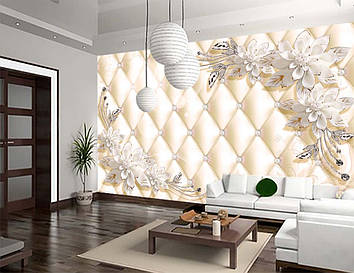 Фото Шпалери "3D Білі квіти" - Будь-який розмір! Читаємо опис!