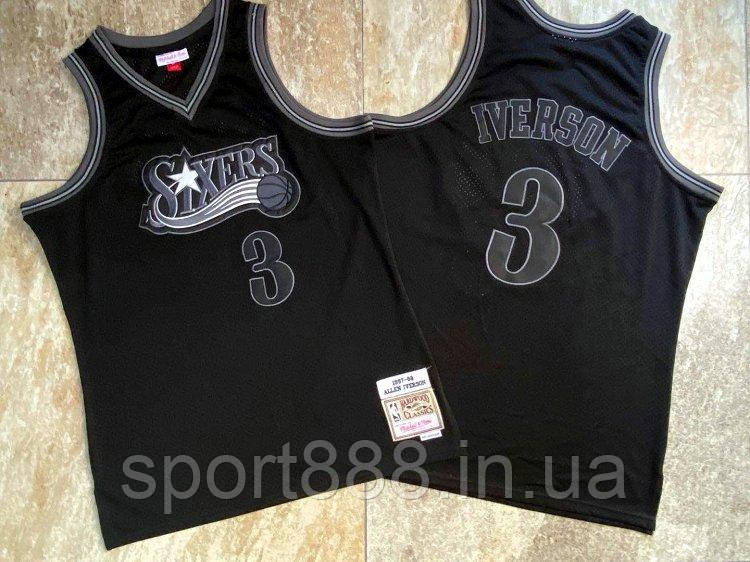 Чорна баскетбольна майка Айверсон No3 Філадельфія Allen Iverson Jersey Pheadelphia 76ers NBA 1997-1998