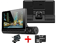 Автомобильный видеорегистратор T710TP регистратор для авто 3 камеры + Карта памяти 32GB авторегистратор