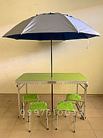 Усиленный стол для пикника + 4 стула + Зонт в Подарок