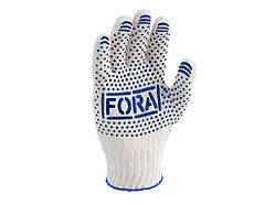 Перчатки робочі 15 000 білі з ПВХ малюнком 10 клас, 10р. ТМ FORA   Solmir