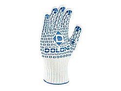 Перчатки робочі 520 білі з синьою ПВХ крапкою 10р. ТМ DOLONI   Solmir