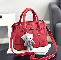 Женская мини сумочка с брелком мишкой, маленькая сумка на плечо Красный