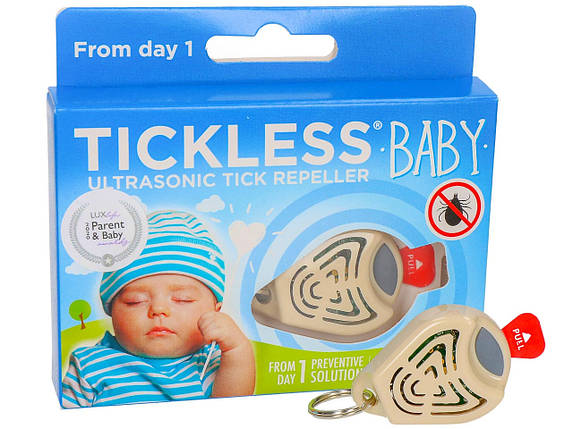 Відлякувач кліщів для дітей Tickless Baby бежевий ультразвуковий BIC, фото 1