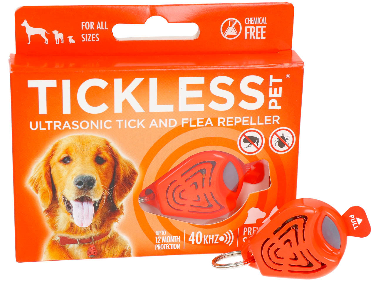 Відлякувач бліх та кліщів для собак Tickless Pet від собачих кліщів помаранчевий BIC
