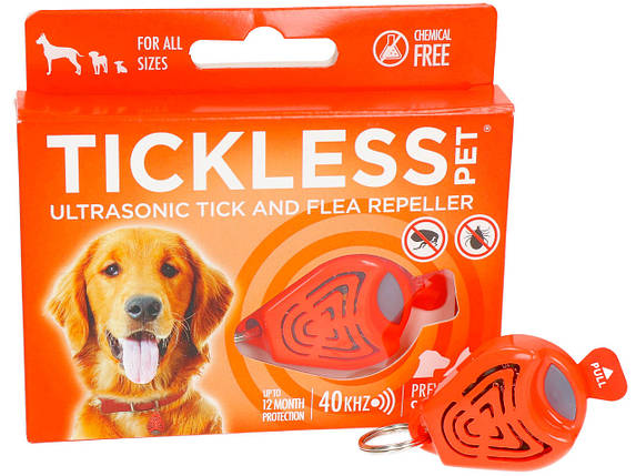 Відлякувач бліх та кліщів для собак Tickless Pet від собачих кліщів помаранчевий BIC, фото 1