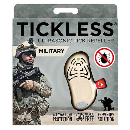 Відлякувач кліщів Tickless Military Khaki для людини ультразвуковий відлякувач BIC, фото 1