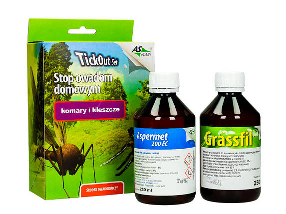 Спрей від кліщів та комарів Aspermet і закріплювач Tickout Set для саду 2х250мл BIC, фото 1