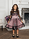 Сукня дівчинки Венсдей в горошок, пудрове, фото 2