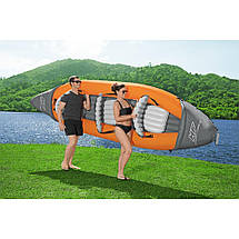 Тримісний надувний каяк Bestway Hydro-Force Lite-Rapid з аксесуарами 381 х 100 см Помаранчевий BIC, фото 4